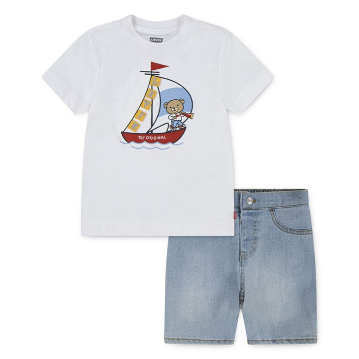 Levi's Boys 3D Sailing Denim Set Bright White (Toddlers)