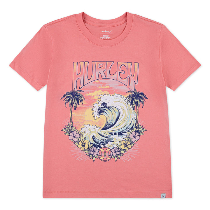 Hurley Girls Sunset Tide Short Sleeve Tee (Big Kids)