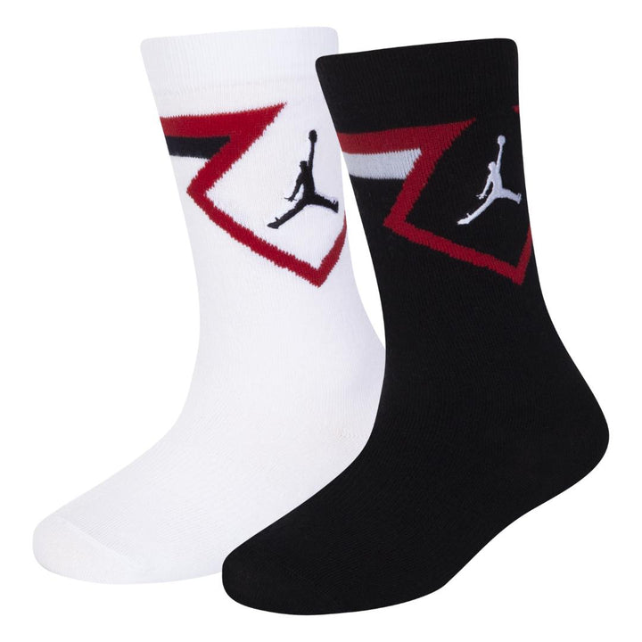 Jordan 2-Pack Diamond High Crew White & Black Socks (Little Kids)