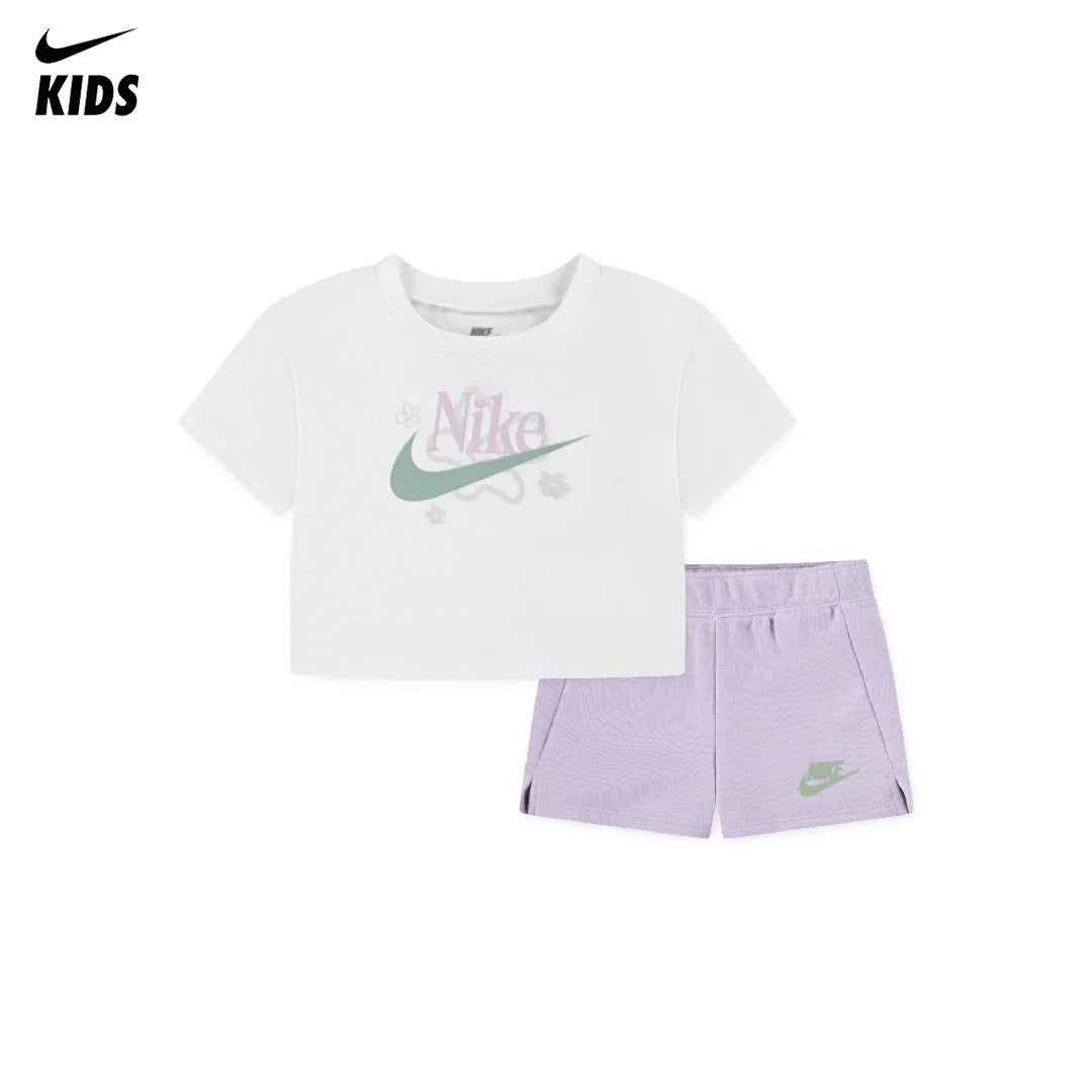 Nike Girls Wild Flower Jersey & French Terrry Shorts Set (Infant)