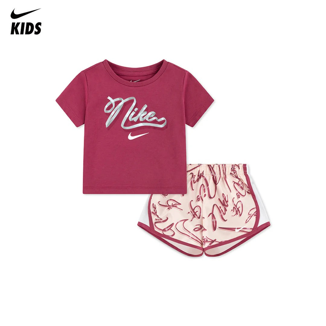 Nike Girls 2-Piece Essentials AOP Tempo T-Shirt & Shorts Set (Toddler)