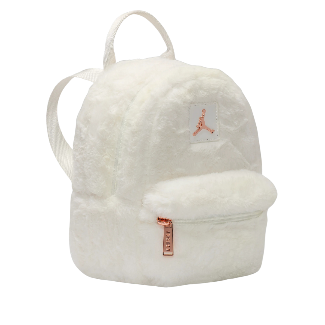 Jordan  Girls Faux Fur Mini White School Backpack