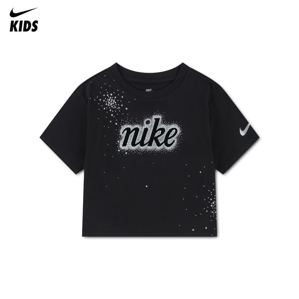 Nike Girls Swoosh Sparkle Boxy T-Shirt (Little Kids)