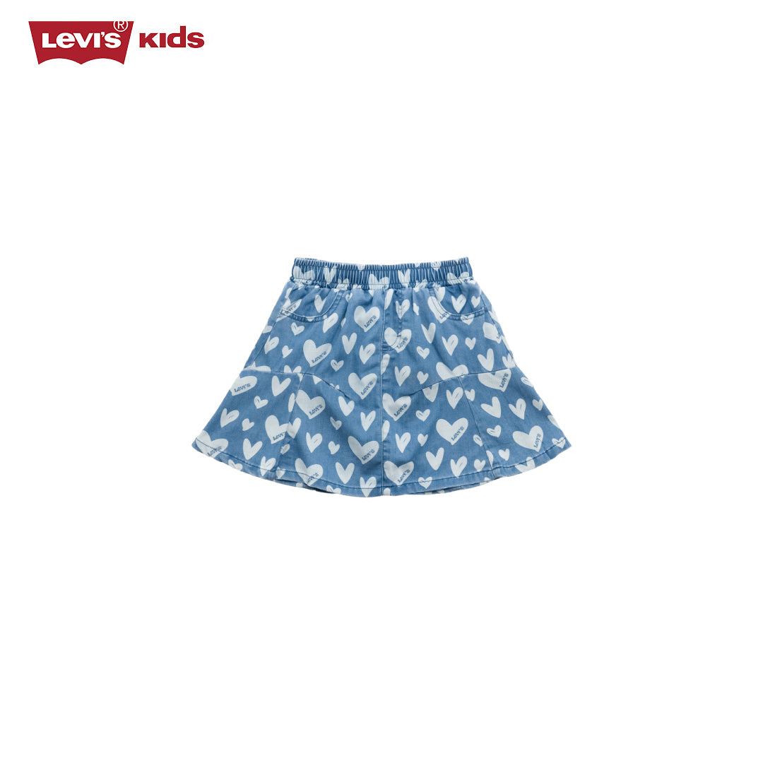Levi's Original Girls Heart Print Denim Skort (Big Kids)