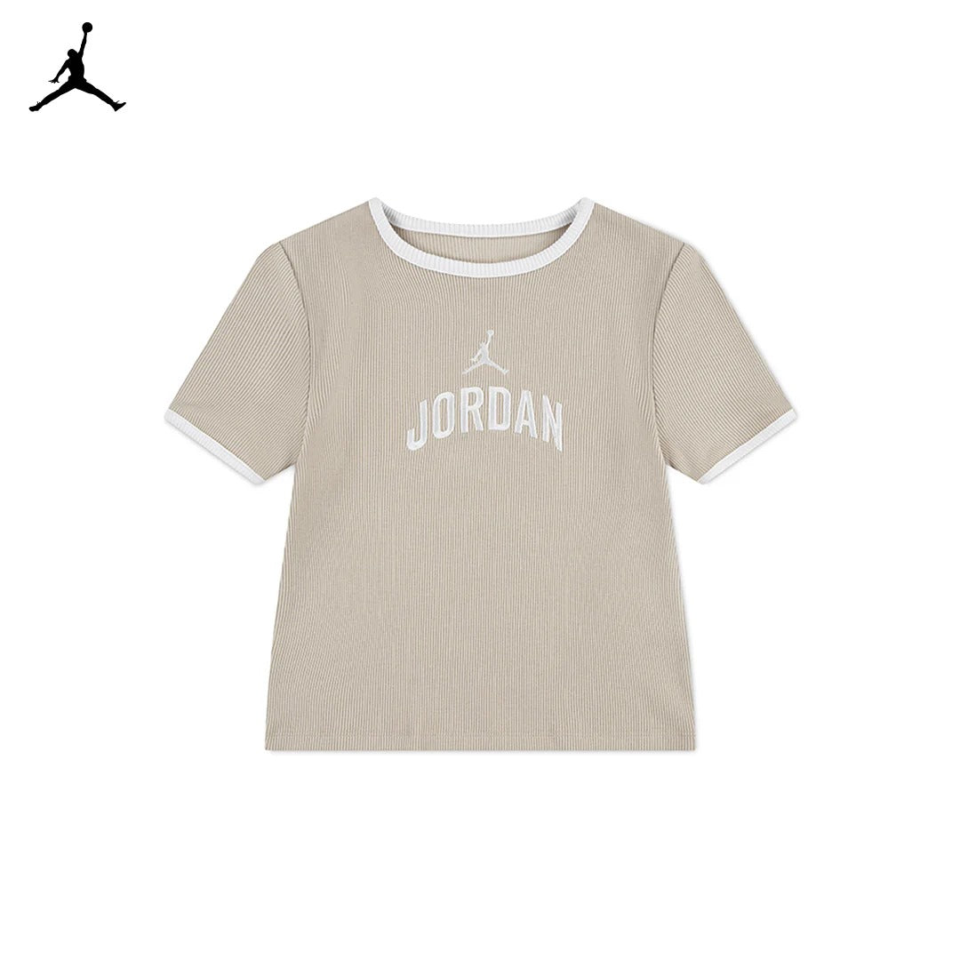 Jordan Girls Semi-Cropped Rib T-Shirt (Big Kids)