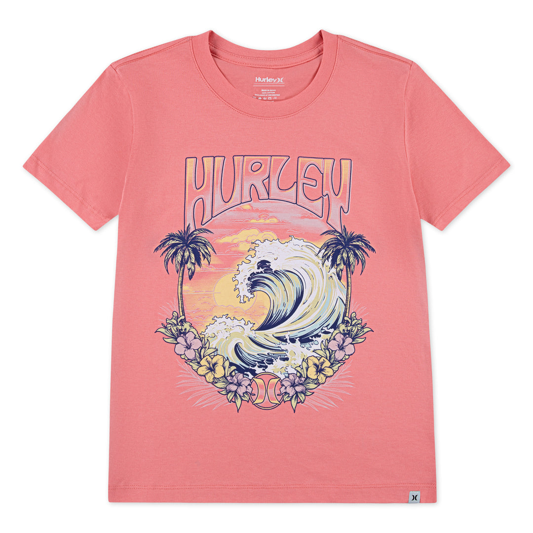 Hurley Girls Sunset Tide Short Sleeve Tee (Big Kids)