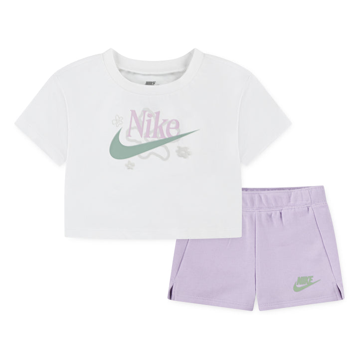 Nike Girls Wild Flower Jersey & French Terrry Shorts Set (Infant)