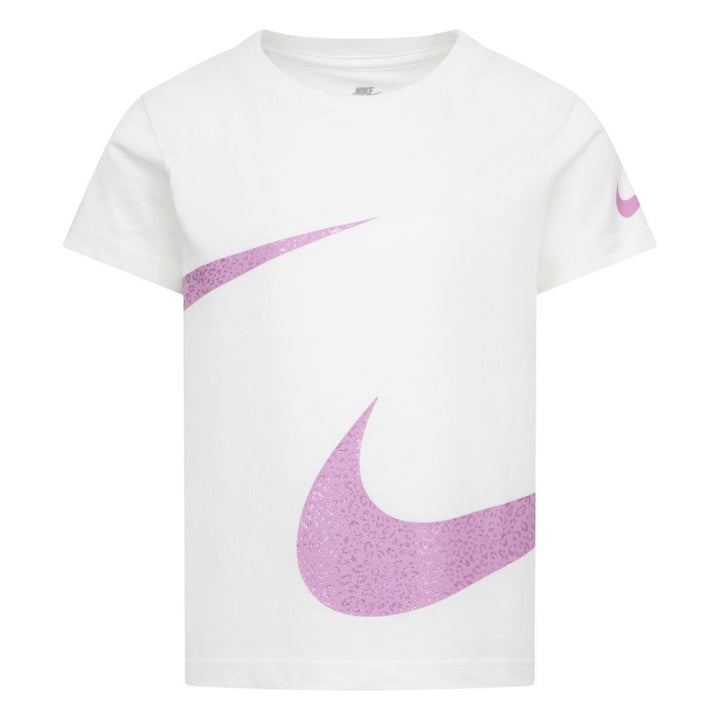Nike Girls Swoosh Spirit White T-Shirt (Little Kids)