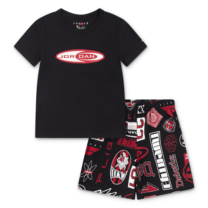 Jordan Boys 2-Piece MJ Brooklyn AOP T-Shirt & Black Printed Shorts (Little Kids)