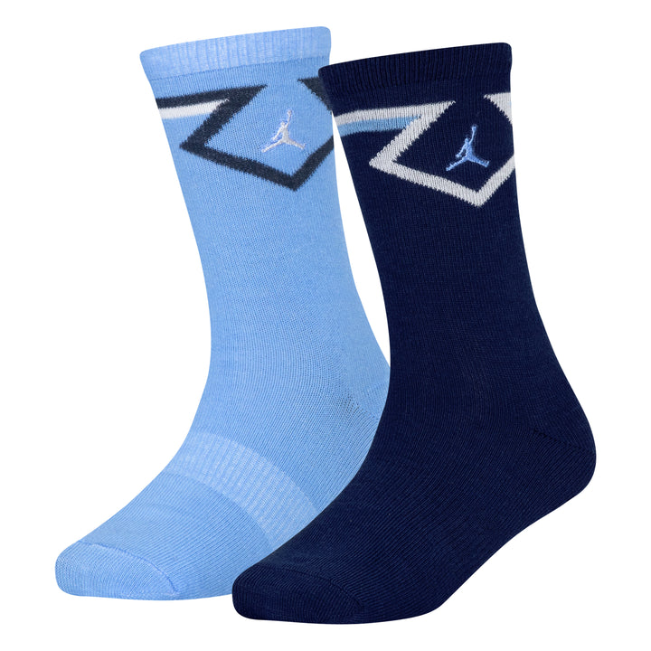 Jordan 2-Pack Diamond High Crew White & Blue Socks (Little Kids)