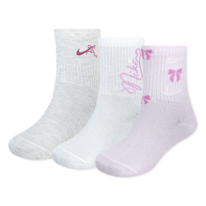 Nike Girls 3-Pack Bow Half-Crew Socks (Little Kids)