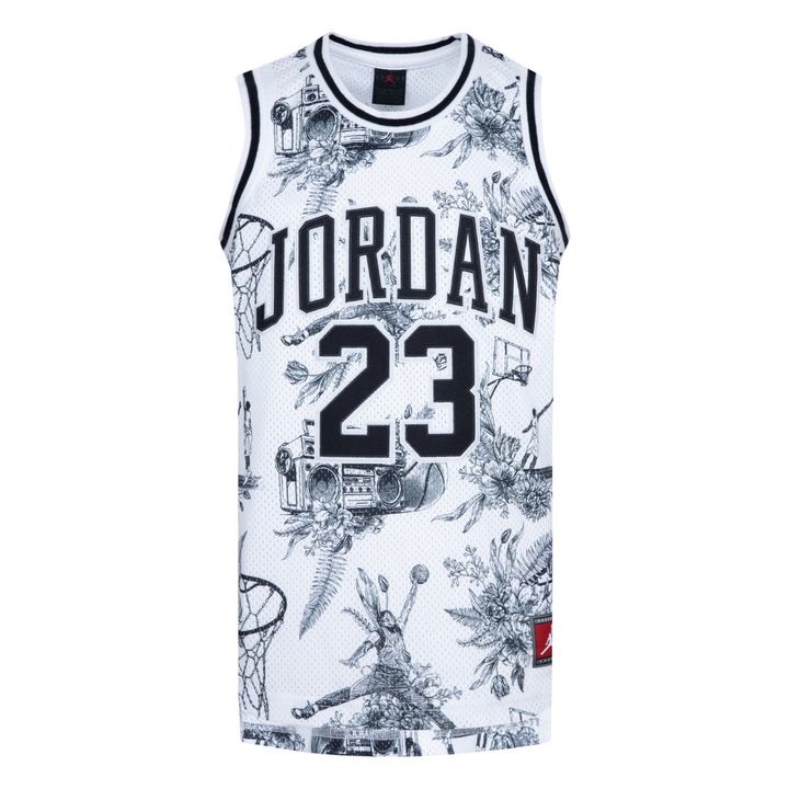 Jordan 23 AOP White Printed Tank Top Jersey (Big Kids)