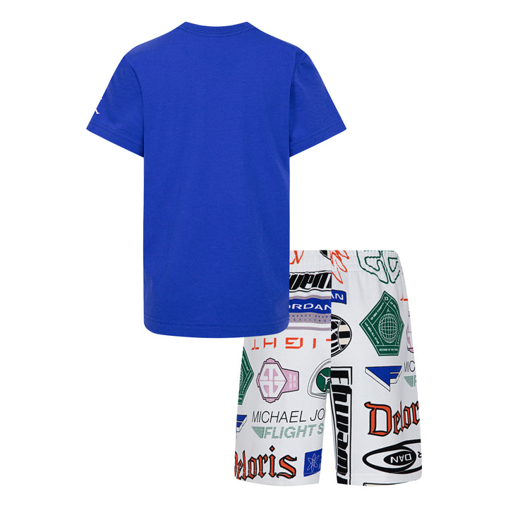 Jordan Boys 2-Piece MJ Brooklyn AOP T-Shirt & White Printed Shorts (Little Kids)