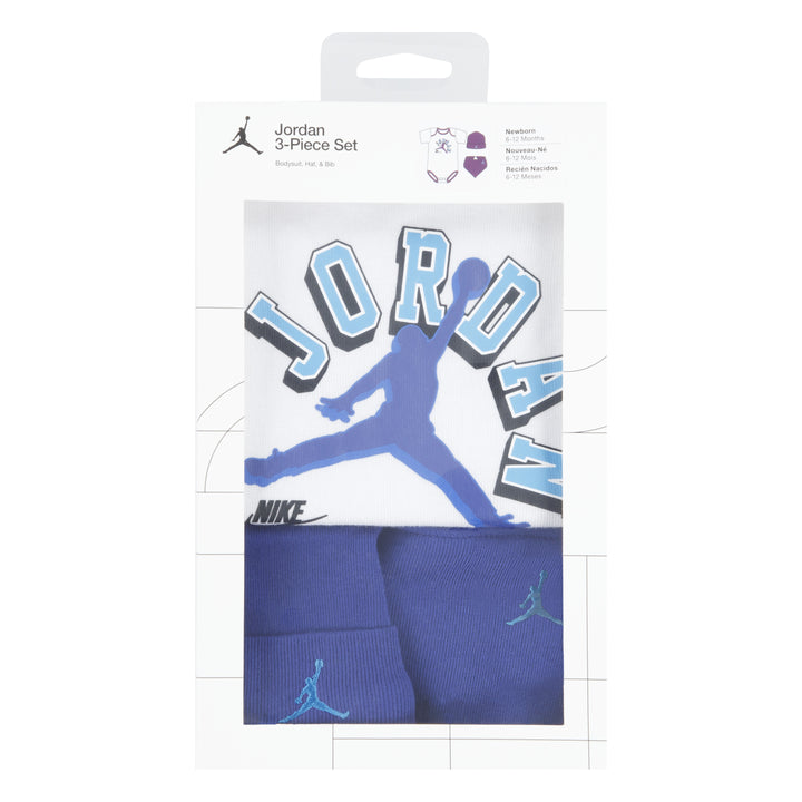 Jordan Boys 3-Piece Varsity Logo Bodysuit, Hat & Bib Box Set (Newborn)