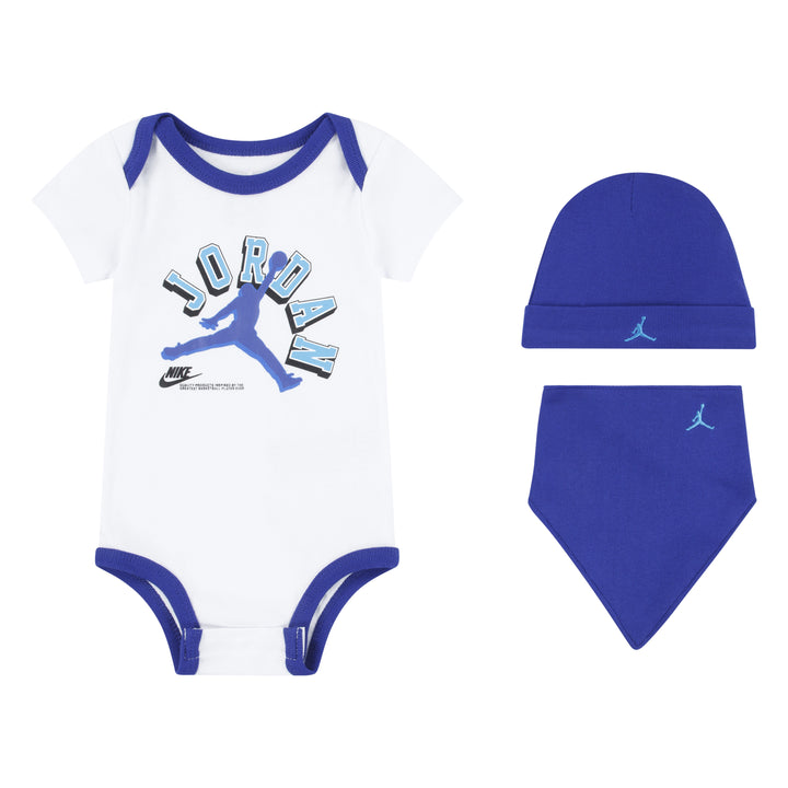 Jordan Boys 3-Piece Varsity Logo Bodysuit, Hat & Bib Box Set (Newborn)