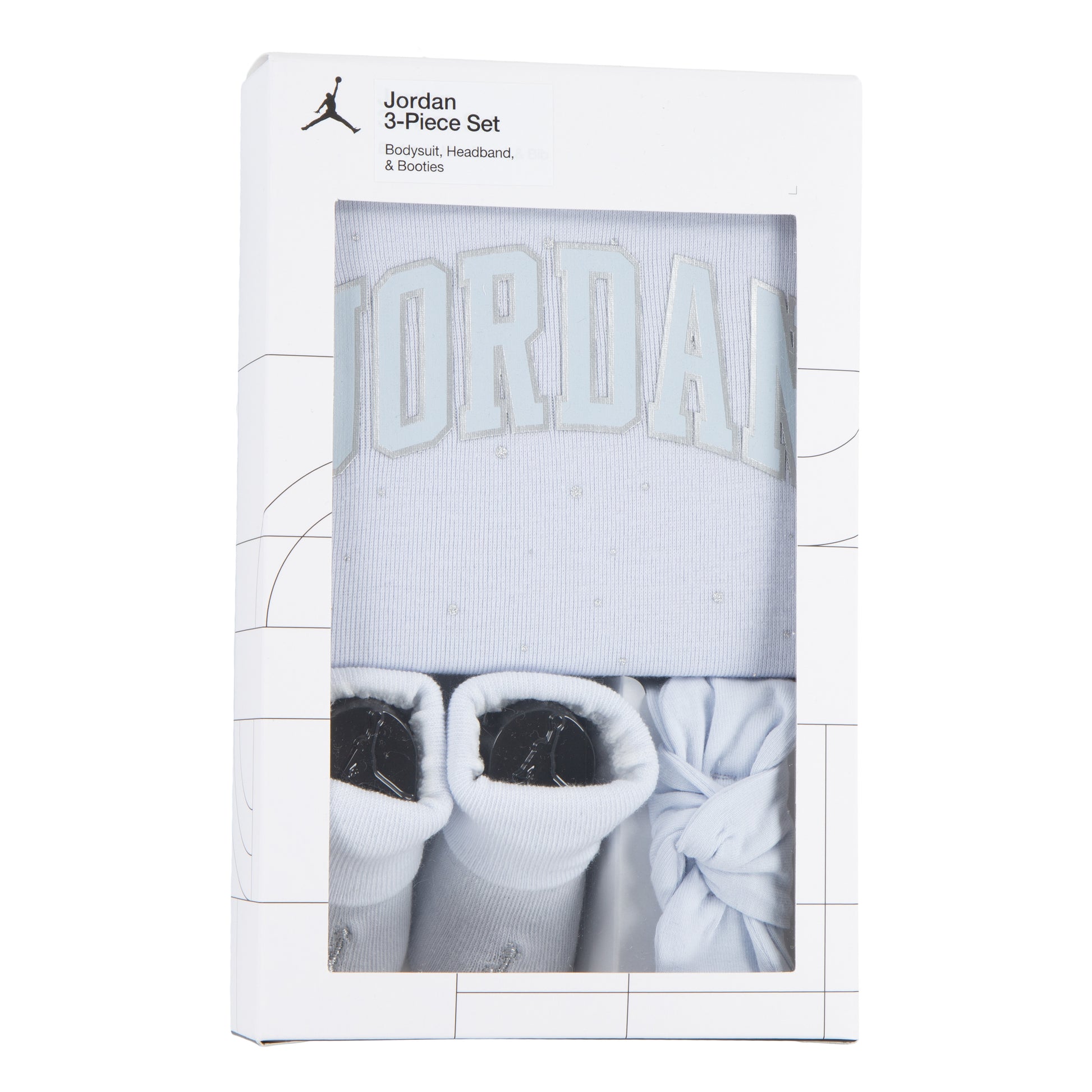 Jordan Girls 3-Piece 1st Baby Blue Bodysuit, Headband & Booties Gift Set (Newborn)